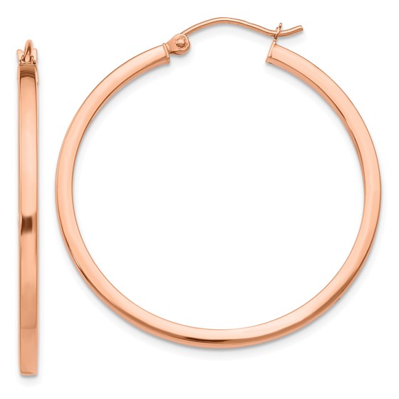 14k Rose Gold Lightweight Square Tube Hoop Earrings 14k Rose Gold Lightweight Square Tube Hoop Earrings