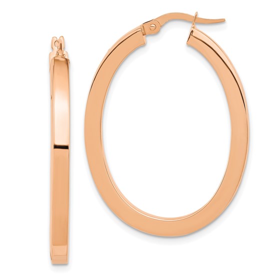 14K Rose Gold Oval Hoop Earrings - 37.75 mm 14K Rose Gold Oval Hoop Earrings - 37.75 mm