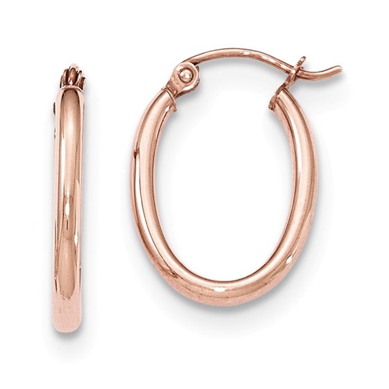 14k Rose Gold Oval Hoop Earrings