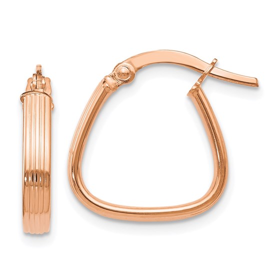14K Rose Gold Polished and Textured Hoop Earrings - 17 mm 14K Rose Gold Polished and Textured Hoop Earrings - 17 mm