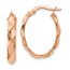14K Rose Gold Polished and Twisted Oval Hoop Earrings - 22 mm