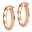 14K Rose Gold Polished and Twisted Oval Hoop Earrings - 22 mm