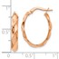 14K Rose Gold Polished and Twisted Oval Hoop Earrings - 22 mm