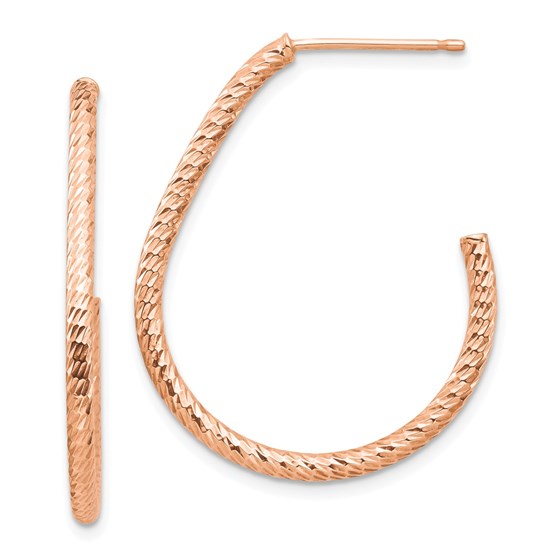 14k Rose Gold Polished Diamond-cut Post Dangle Earrings 14k Rose Gold Polished Diamond-cut Post Dangle Earrings