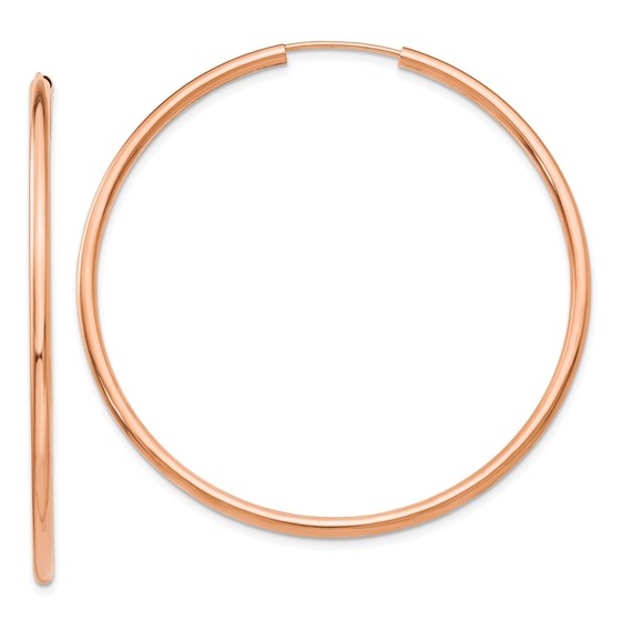 14k Rose Gold Polished Endless 2 mm Hoop Earrings - 48 mm 14k Rose Gold Polished Endless 2 mm Hoop Earrings - 48 mm