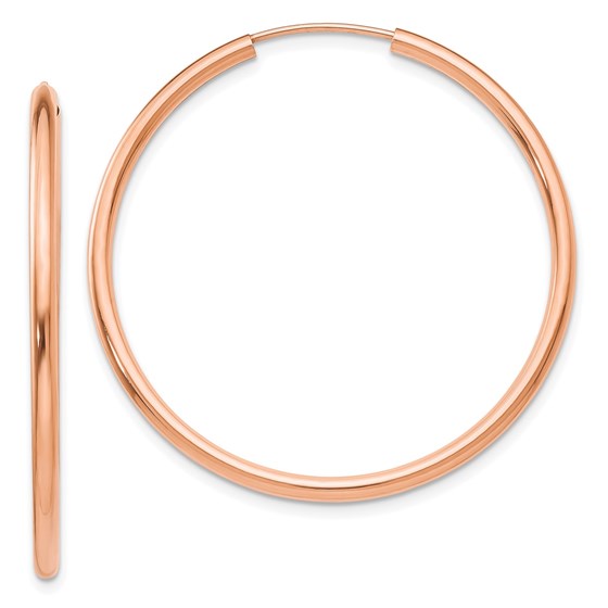 14k Rose Gold Polished Endless 2mm Hoop Earrings - 39.25 mm 14k Rose Gold Polished Endless 2mm Hoop Earrings - 39.25 mm