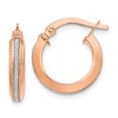 14K Rose Gold Polished Glimmer Infused Hoop Earrings - 15 mm