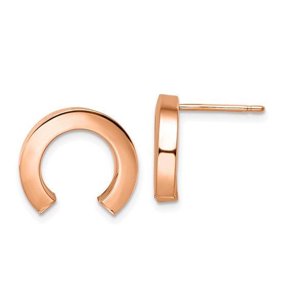 14K Rose Gold Polished Half Circle Post Earrings - 14.5 mm 14K Rose Gold Polished Half Circle Post Earrings - 14.5 mm