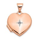14k Rose Gold Polished Heart with Diamond Locket - 15 mm