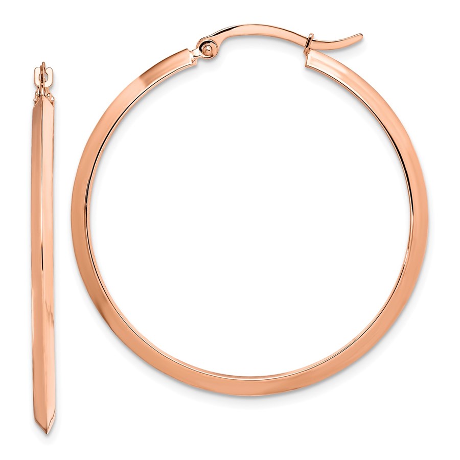 14K Rose Gold Polished Hoop Earrings - 39 mm