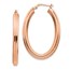 14K Rose Gold Polished Oval Hoop Earrings - 38.42 mm