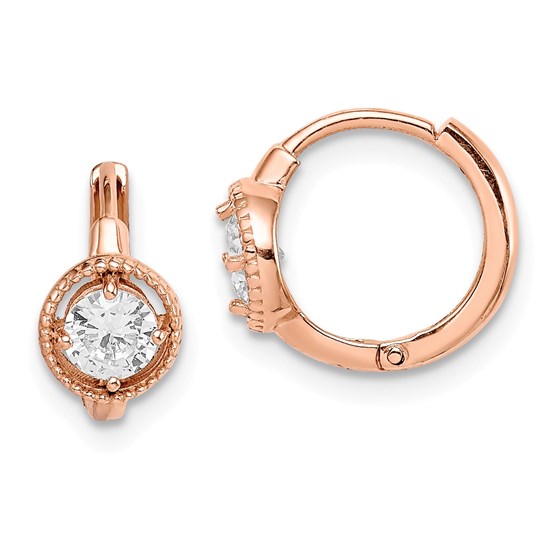 14k Rose Gold Round Cubic Zirconia Hoop Earrings 14k Rose Gold Round Cubic Zirconia Hoop Earrings