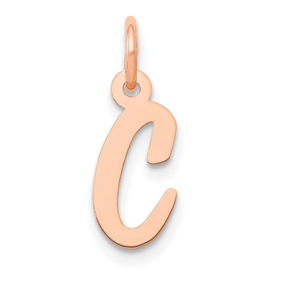 14K Rose Gold Small Script Letter C Initial Charm