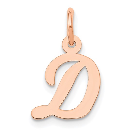 14K Rose Gold Small Script Letter D Initial Charm 14K Rose Gold Small Script Letter D Initial Charm