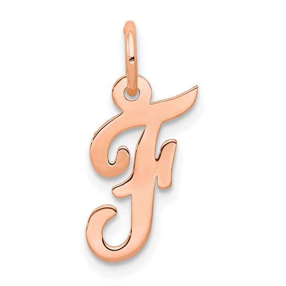 14K Rose Gold Small Script Letter F Initial Charm 14K Rose Gold Small Script Letter F Initial Charm