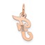14K Rose Gold Small Script Letter F Initial Charm