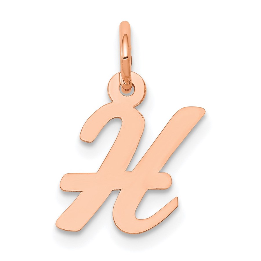 14K Rose Gold Small Script Letter H Initial Charm