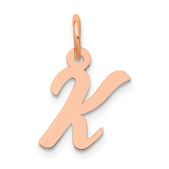 14K Rose Gold Small Script Letter K Initial Charm 14K Rose Gold Small Script Letter K Initial Charm