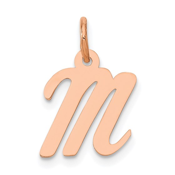 14K Rose Gold Small Script Letter M Initial Charm