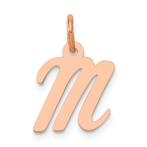 14K Rose Gold Small Script Letter M Initial Charm 14K Rose Gold Small Script Letter M Initial Charm