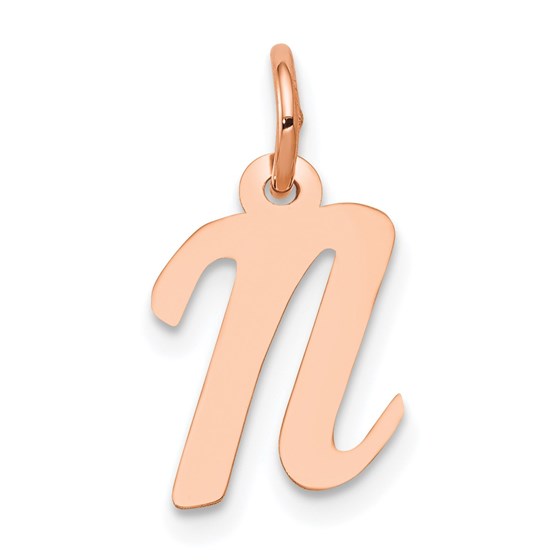 14K Rose Gold Small Script Letter N Initial Charm 14K Rose Gold Small Script Letter N Initial Charm