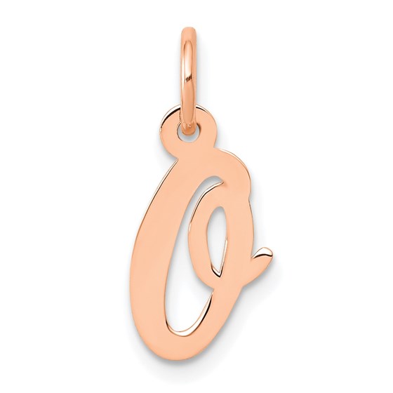14K Rose Gold Small Script Letter O Initial Charm 14K Rose Gold Small Script Letter O Initial Charm