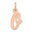 14K Rose Gold Small Script Letter O Initial Charm