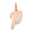 14K Rose Gold Small Script Letter P Initial Charm