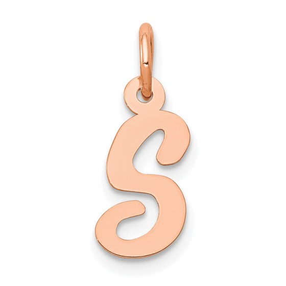 14K Rose Gold Small Script Letter S Initial Charm 14K Rose Gold Small Script Letter S Initial Charm