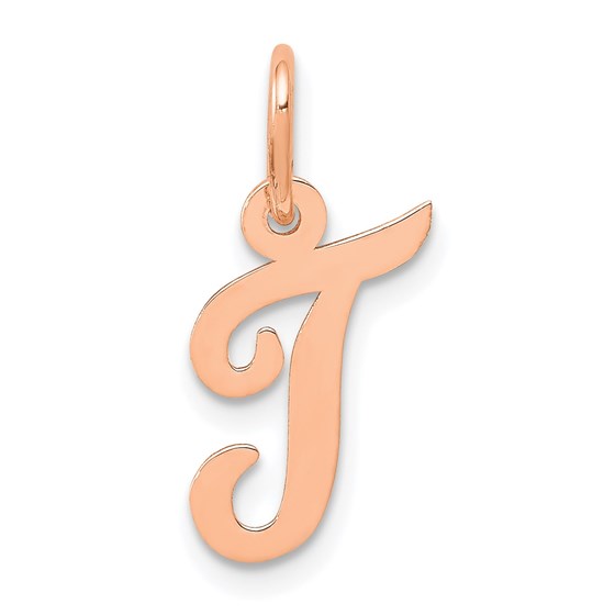 14K Rose Gold Small Script Letter T Initial Charm 14K Rose Gold Small Script Letter T Initial Charm