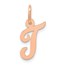 14K Rose Gold Small Script Letter T Initial Charm
