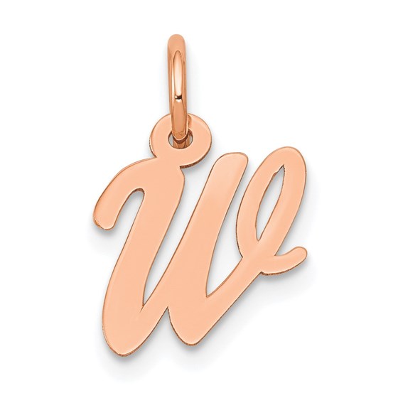 14K Rose Gold Small Script Letter W Initial Charm 14K Rose Gold Small Script Letter W Initial Charm