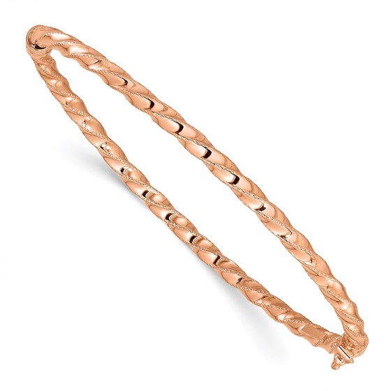 14K Rose Gold Twisted 3.20mm Hinged Bangle 14K Rose Gold Twisted 3.20mm Hinged Bangle