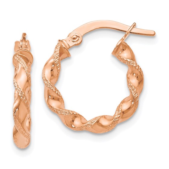 14K Rose Gold Twisted Hoop Earrings - 16 mm 14K Rose Gold Twisted Hoop Earrings - 16 mm