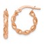 14K Rose Gold Twisted Hoop Earrings - 16 mm