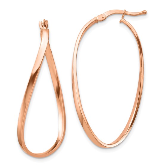 14k Rose Gold White Gold Wavy Hoop Earrings - 2 mm 14k Rose Gold White Gold Wavy Hoop Earrings - 2 mm