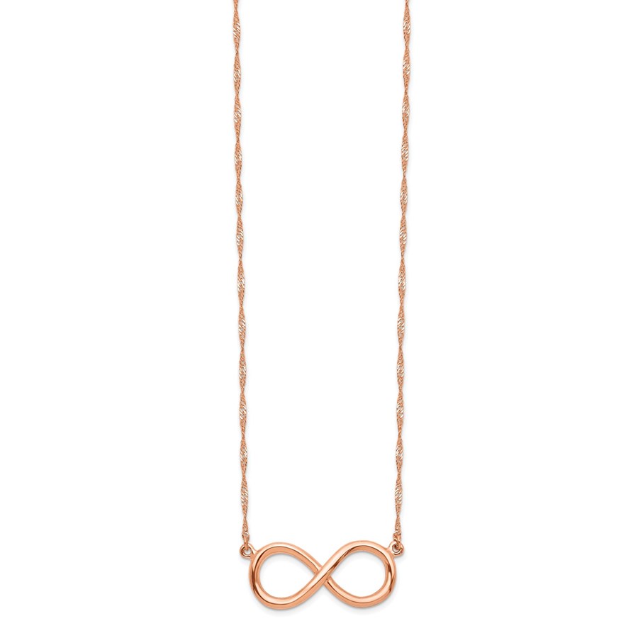 14K Rose Polished Infinity Necklace - 16.5 in.