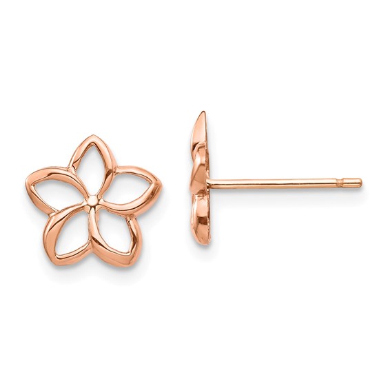 14k Rose Polished Plumeria Cutout Post Earrings 14k Rose Polished Plumeria Cutout Post Earrings