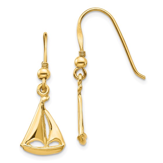 14k Sailboat Shepherd Hook Earrings 14k Sailboat Shepherd Hook Earrings