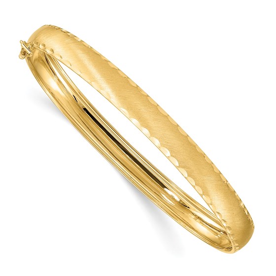 14K Satin Diamond-cut Edge Oval Flexible Bangle 14K Satin Diamond-cut Edge Oval Flexible Bangle