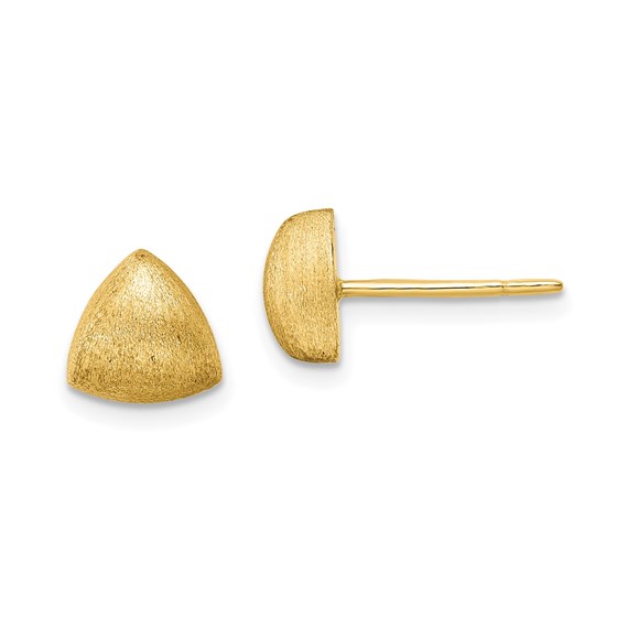 14K Scratch Finish Triangle Button Post Earrings - 8.25 mm 14K Scratch Finish Triangle Button Post Earrings - 8.25 mm
