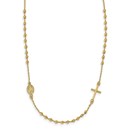 14K Sideways Cross Beaded Rosary Style Necklace - 16.5 in.