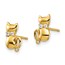 14K Sitting Cat CZ Bowtie Stud Earrings - 7.8 mm