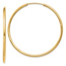 14k Solid Gold 1.5 mm Polished Round Endless Hoop Earrings