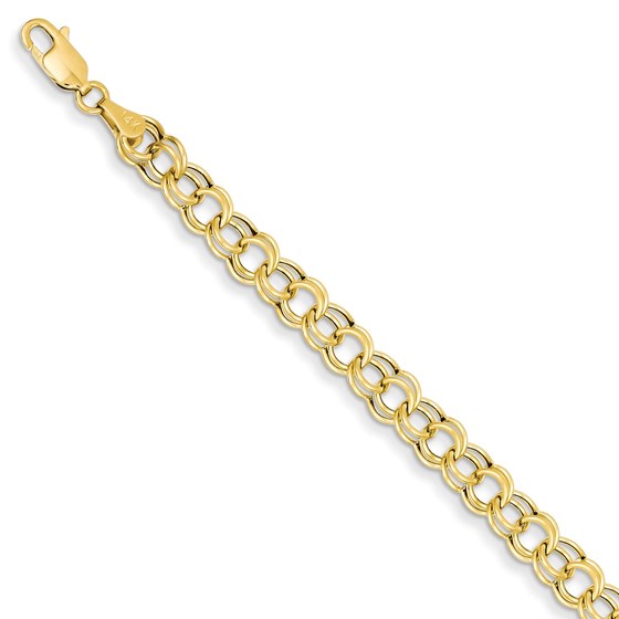 14k Solid Gold Hollow Double Link Charm Bracelet 14k Solid Gold Hollow Double Link Charm Bracelet