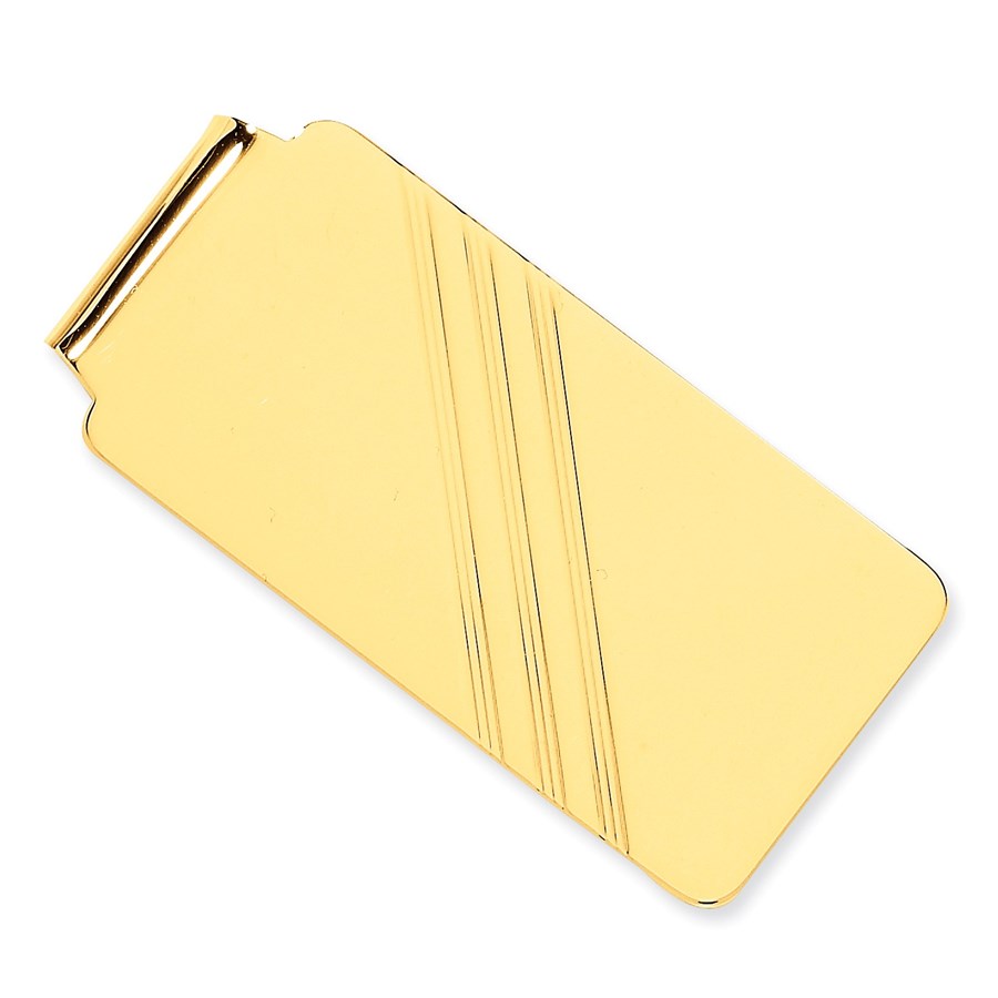 Buy 14k Solid Gold Money Clip (Diagonal stripe) APMEX