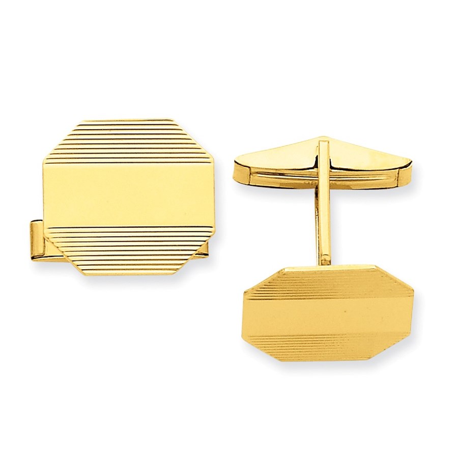 Buy 14k Solid Gold Octagonal Cuff Links APMEX