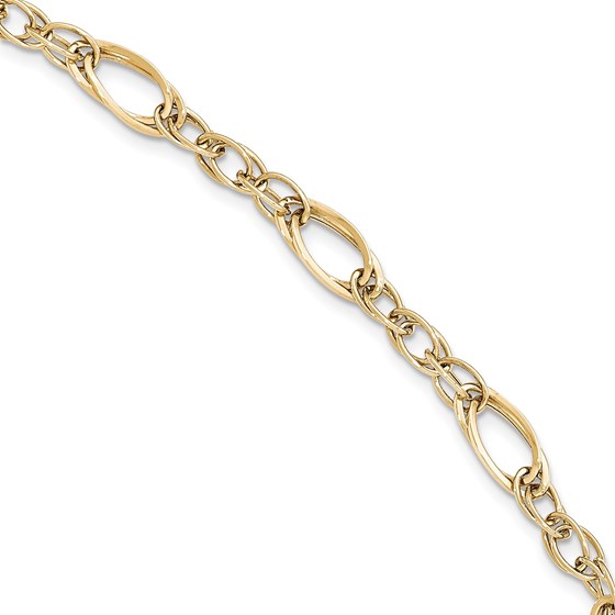 14k Solid Gold Polished Fancy Link Bracelet (Open links) 14k Solid Gold Polished Fancy Link Bracelet (Open links)