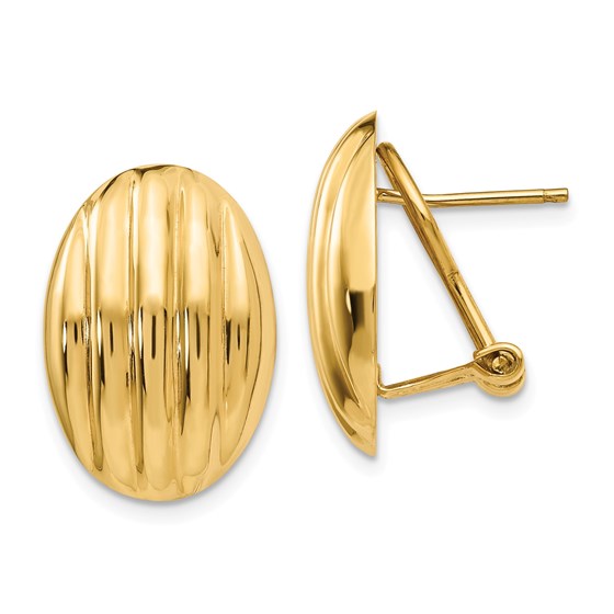 14k Solid Gold Polished Fancy Omega Back Post Earrings (19 mm)