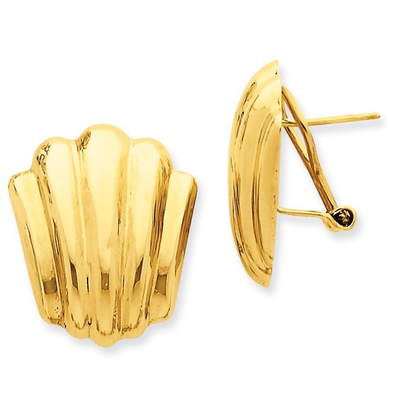 14k Solid Gold Polished Fancy Omega Back Post Earrings (22 mm) 14k Solid Gold Polished Fancy Omega Back Post Earrings (22 mm)